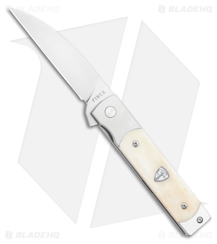 Finch Knife Co. Holliday Frame Lock Knife White Ox Bone (3.1" Satin)