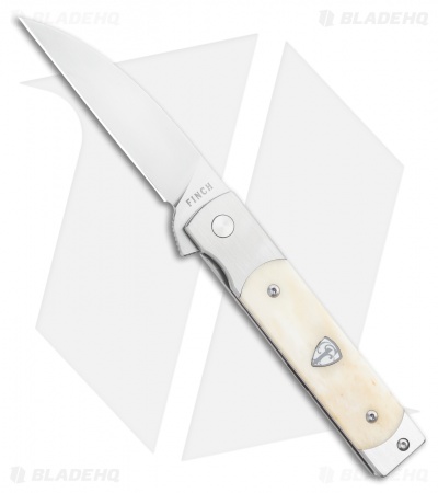 Finch Knife Co. Holliday Frame Lock Knife White Ox Bone (3.1" Satin)