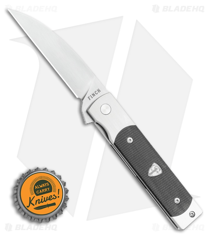 Finch Knife Co. Holliday Frame Lock Knife Black Micarta (3.1" Satin)