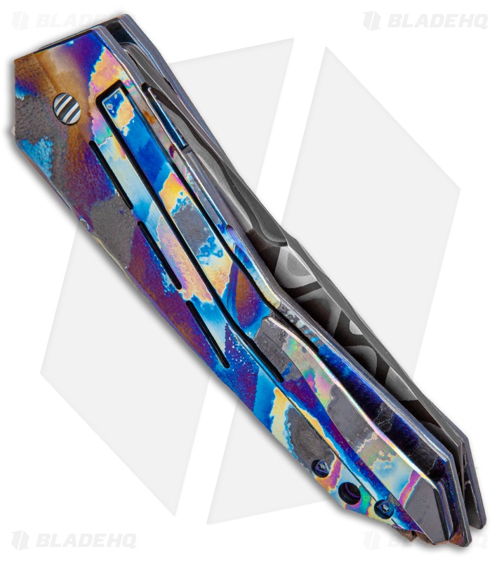 GTC Knives Custom Airborne SLT Frame Lock Knife Ti Damascus (3.75" San Mai) 