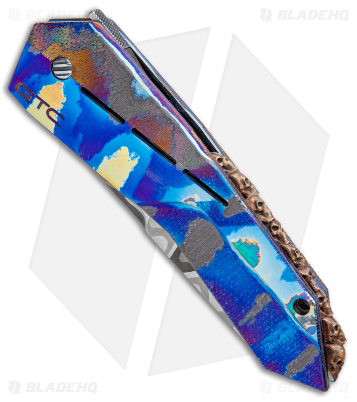 GTC Knives Custom Airborne SLT Frame Lock Knife Ti Damascus (3.75" San Mai) 