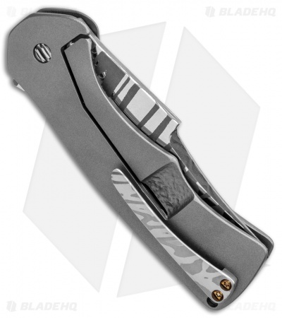 GTC Knives Custom Cowboy Flipper Frame Lock Knife Titanium (3.25" Damascus)