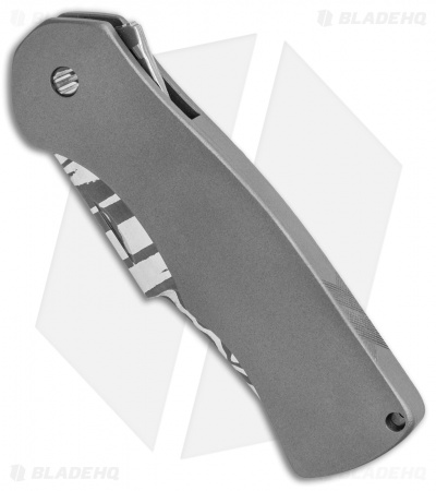 GTC Knives Custom Cowboy Flipper Frame Lock Knife Titanium (3.25" Damascus)