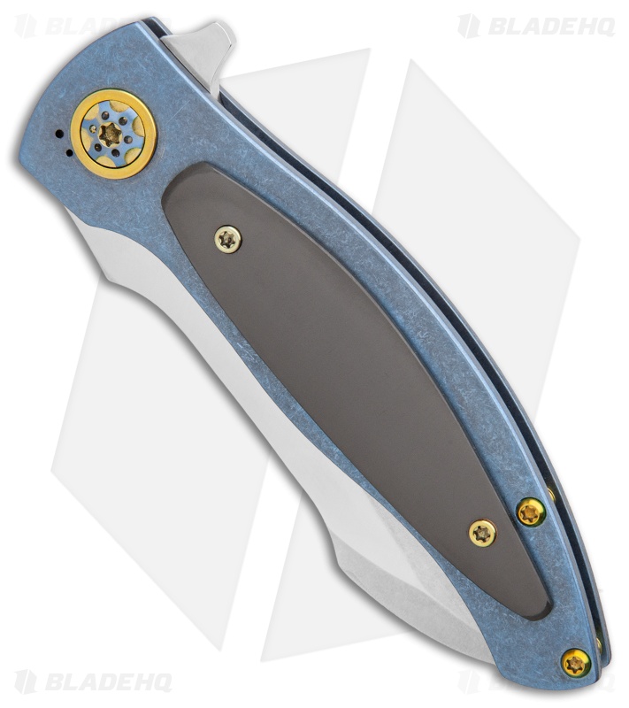 George Muller Custom LL-XX Frame Lock Flipper Knife Blue Ti