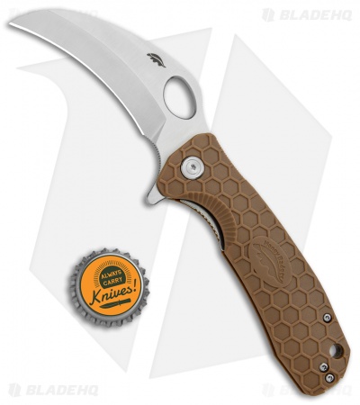 Honey Badger Knives Large Flipper Hawkbill Tan FRN (3.375" Satin) HB1102