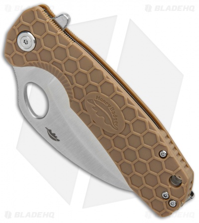 Honey Badger Knives Large Flipper Hawkbill Tan FRN (3.375" Satin) HB1102