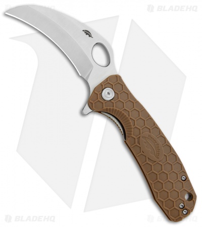 Honey Badger Knives Large Flipper Hawkbill Tan FRN (3.375" Satin) HB1102