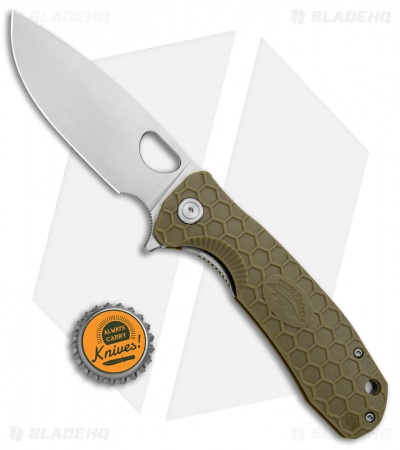 Honey Badger Knives Large Flipper Drop Point Green FRN (3.625" Satin) HB1003