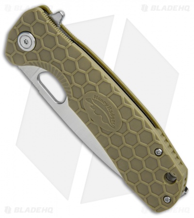 Honey Badger Knives Large Flipper Drop Point Green FRN (3.625" Satin) HB1003