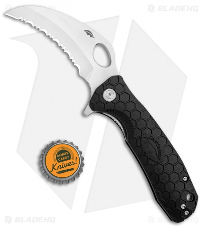 Honey Badger Knives Large Claw Serrated Black FRN (3.375" Satin) HB1111