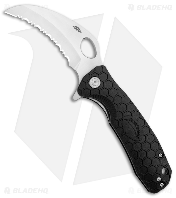 Honey Badger Knives Large Claw Serrated Black FRN (3.375" Satin) HB1111
