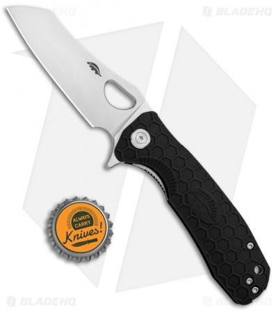 Honey Badger Knives Medium Flipper Wharncleaver Black FRN (3.25" Satin) HB1038