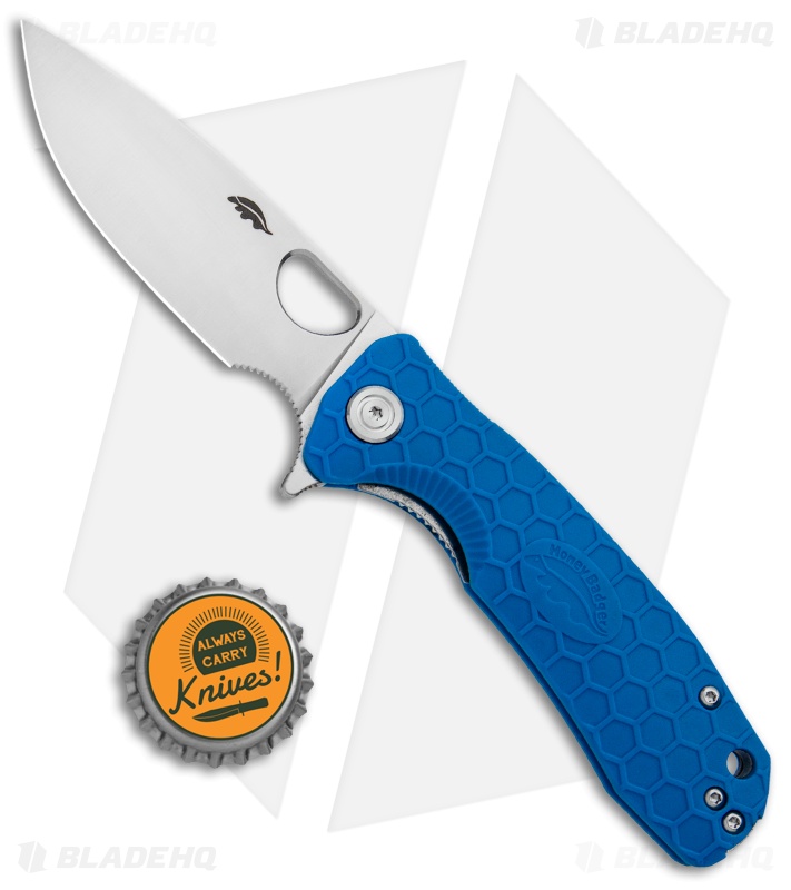 Honey Badger Knives Medium Flipper Drop Point Blue FRN (3.625" Satin) HB1017