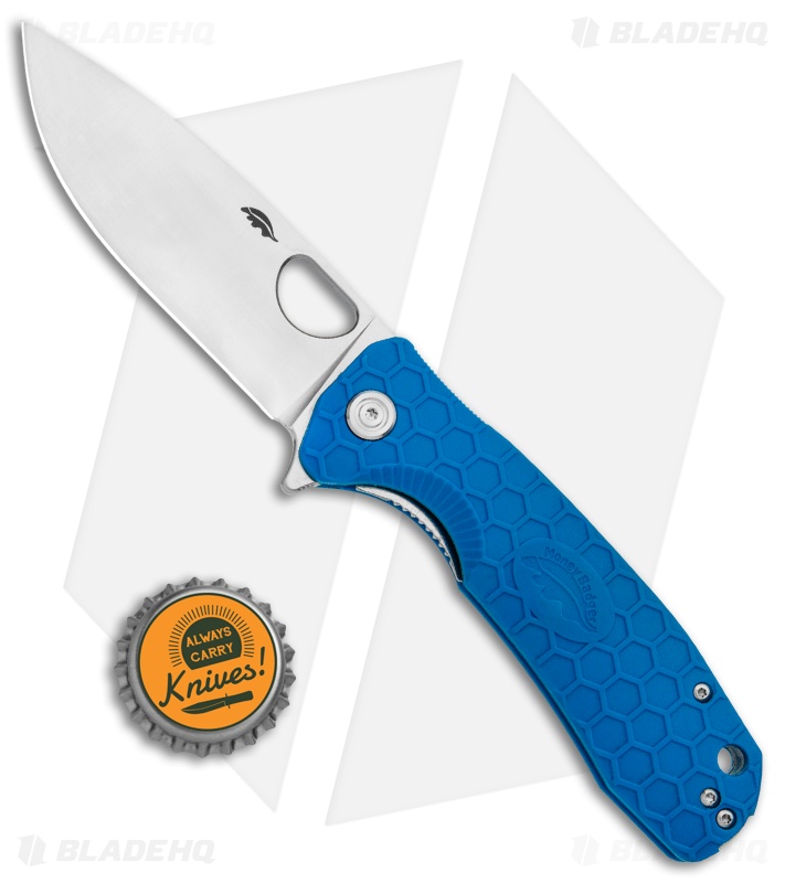 Honey Badger Knives Medium Flipper Drop Point Blue FRN (3.25" Satin D2) HB1058