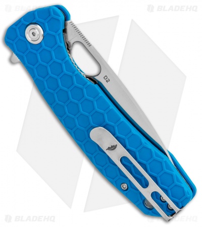 Honey Badger Knives Medium Flipper Drop Point Blue FRN (3.25" Satin D2) HB1058