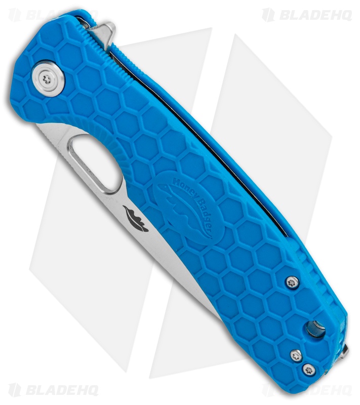 Honey Badger Knives Medium Flipper Drop Point Blue FRN (3.25" Satin D2) HB1058