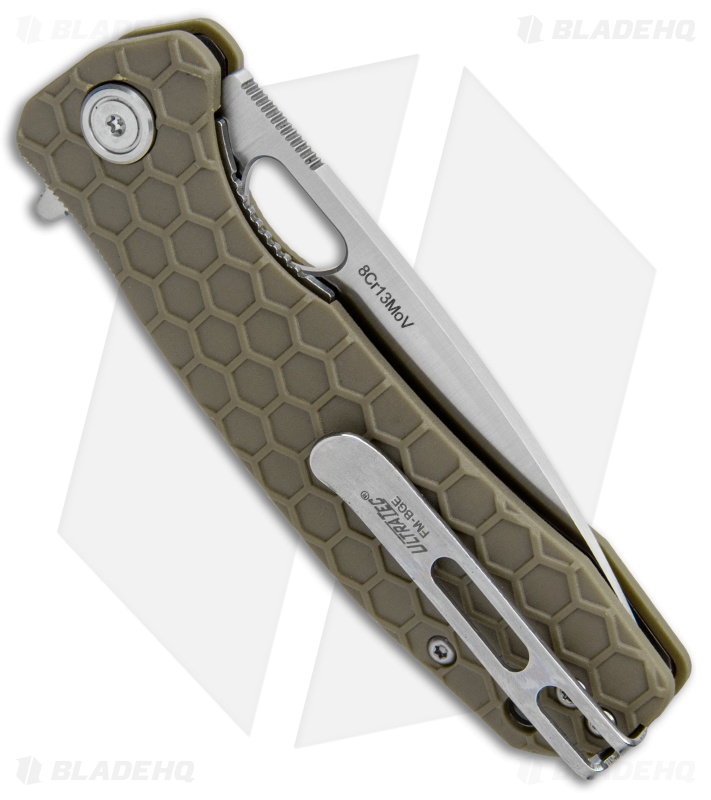 Honey Badger Knives Medium Flipper Drop Point Green FRN (3.25" Satin) HB1013