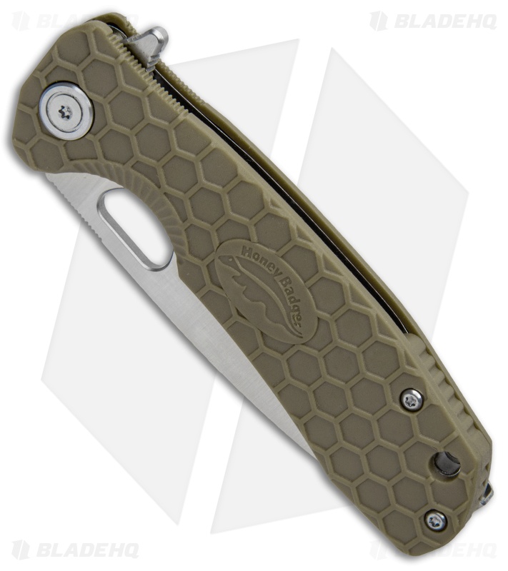 Honey Badger Knives Medium Flipper Drop Point Green FRN (3.25" Satin) HB1013
