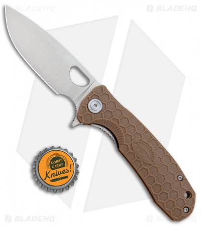 Honey Badger Knives Medium Flipper Drop Point Tan FRN (3.25" Satin) HB1012