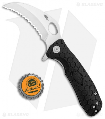Honey Badger Knives Medium Claw Serrated Black FRN (3" Satin) HB1131