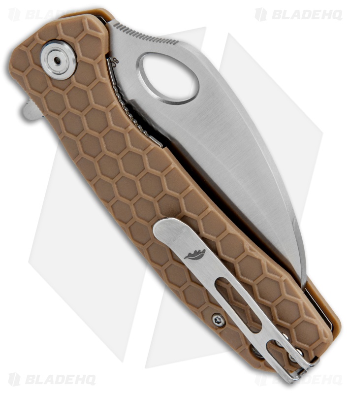 Honey Badger Knives Medium Flipper Hawkbill Tan FRN (3" Satin)  HB1122