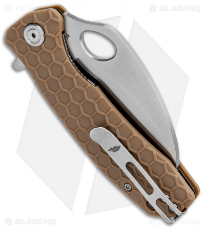 Honey Badger Knives Medium Flipper Hawkbill Tan FRN (3" Satin)  HB1122