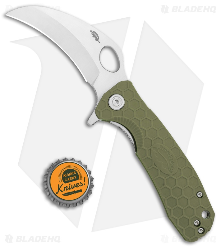 Honey Badger - Medium Flipper Hawkbill Knife | Green FRN | Blade HQ