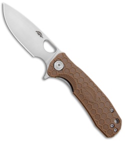 Honey Badger Knives Small Flipper Drop Point Tan FRN (3" Satin) *DISC*