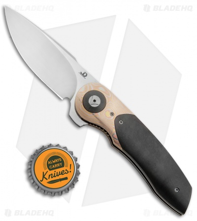 JD van Deventer Gold Mini Flipper Knife Moku-Ti/Zirconium (2.75" Satin)