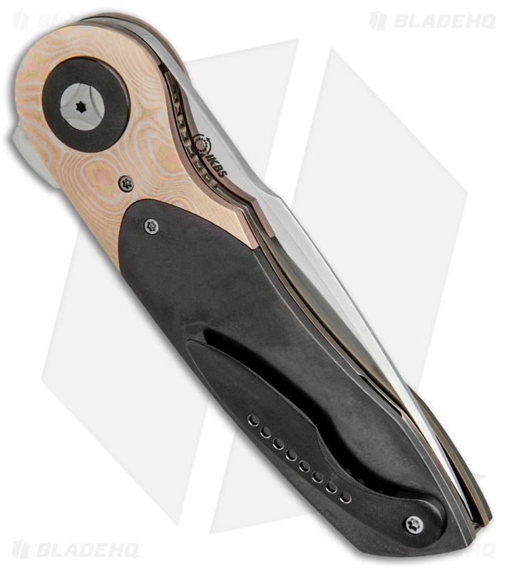 JD van Deventer Gold Mini Flipper Knife Moku-Ti/Zirconium (2.75" Satin)
