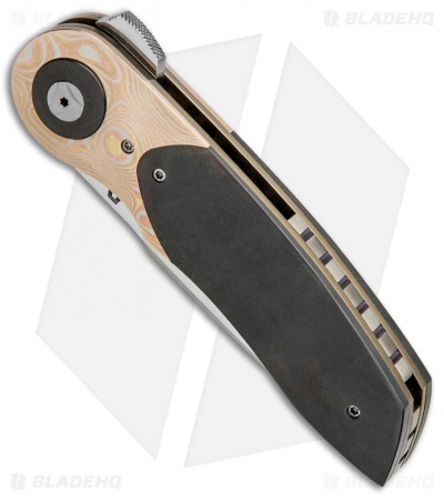 JD van Deventer Gold Mini Flipper Knife Moku-Ti/Zirconium (2.75" Satin)