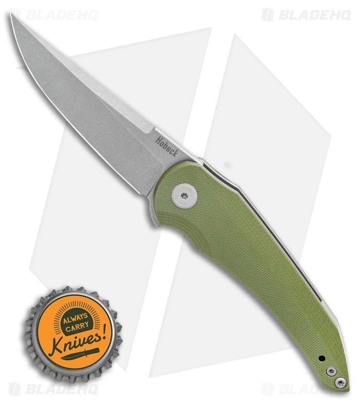 Jake Hoback Knives Enoch Liner Lock Knife OD Green G-10 (3.1" Stonewash)