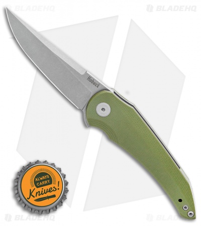 Jake Hoback Knives Enoch Liner Lock Knife OD Green G-10 (3.1" Stonewash)