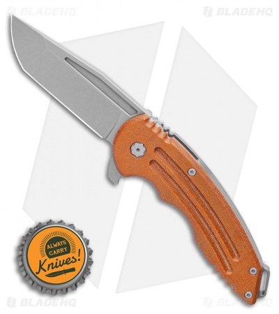 Jake Hoback Knives Husky Frame Lock Knife Natural Micarta (3.8" Stonewash)