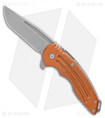 Jake Hoback Knives Husky Frame Lock Knife Natural Micarta (3.8" Stonewash)