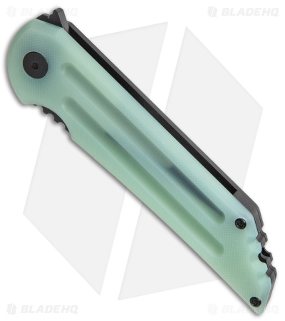 Jake Hoback Knives Kwaiback MK6 Frame Lock Knife Jade G-10 (3.75" Black)