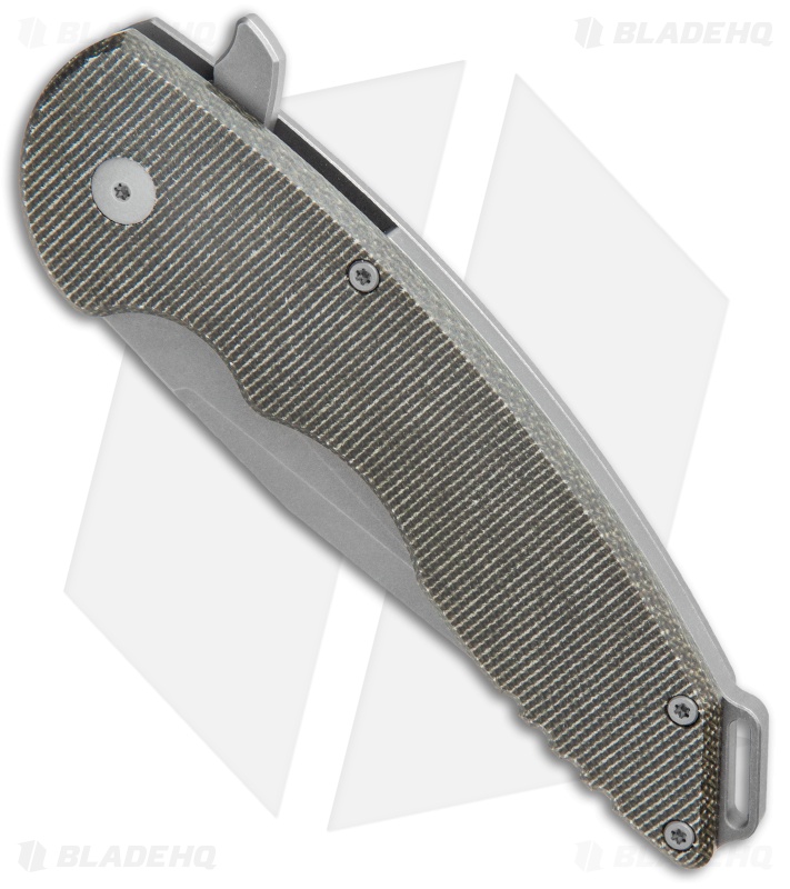 Jake Hoback Knives Slimline Frame Lock Knife Dark Green Micarta (3.8" Stonewash)