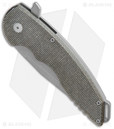 Jake Hoback Knives Slimline Frame Lock Knife Dark Green Micarta (3.8" Stonewash)