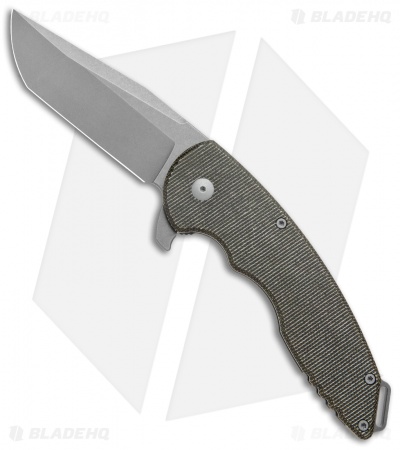 Jake Hoback Knives Slimline Frame Lock Knife Dark Green Micarta (3.8" Stonewash)