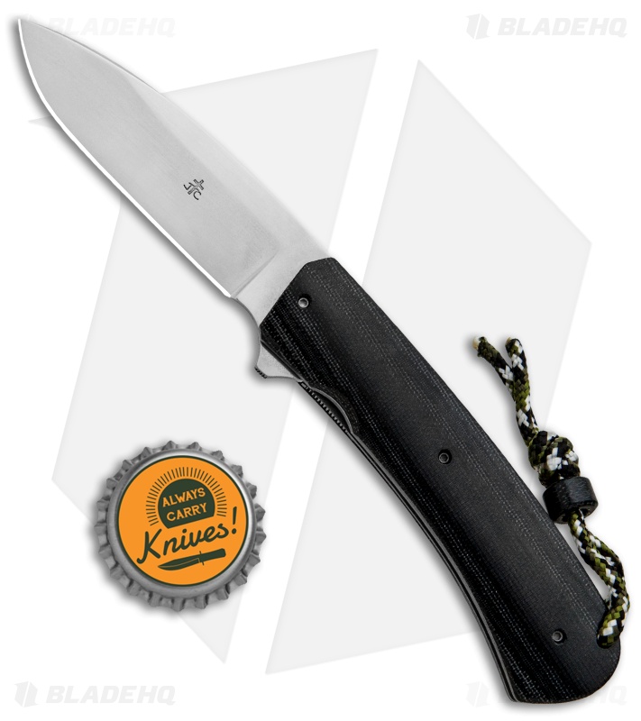 Jason Clark Custom ButterBean Liner Lock Knife Black Canvas Micarta (3" SW)