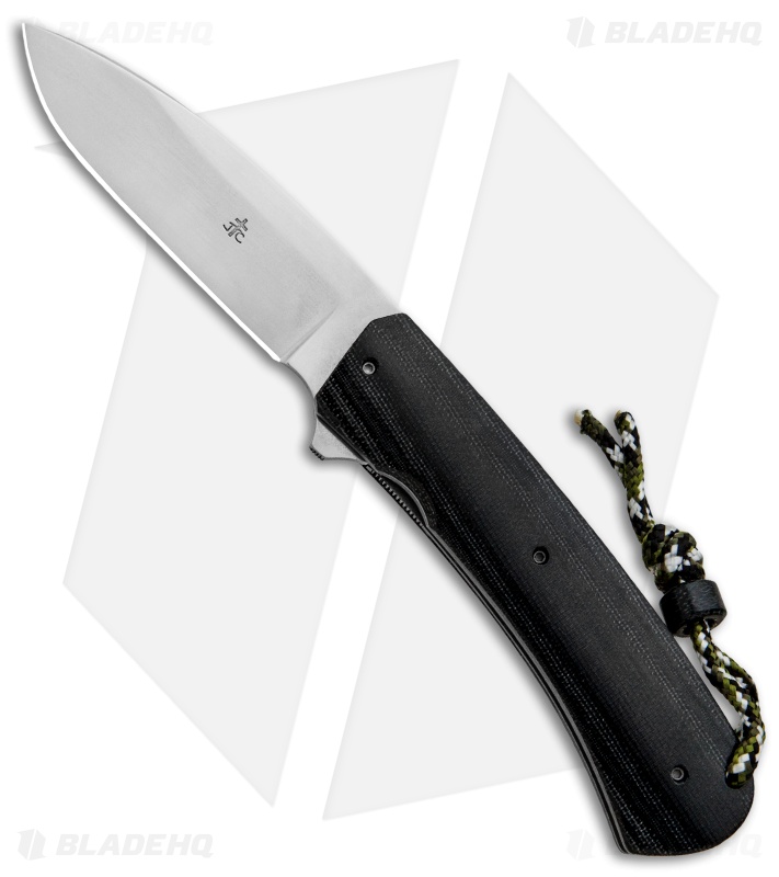Jason Clark Custom ButterBean Liner Lock Knife Black Canvas Micarta (3" SW)