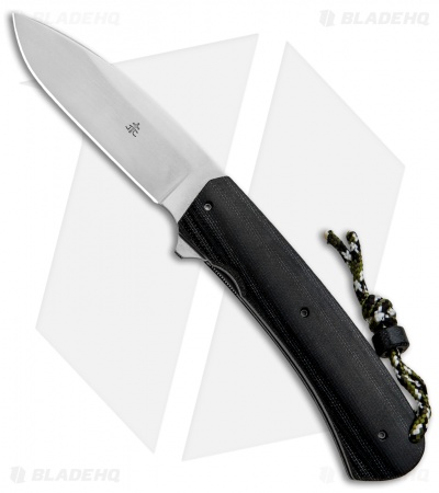 Jason Clark Custom ButterBean Liner Lock Knife Black Canvas Micarta (3" SW)