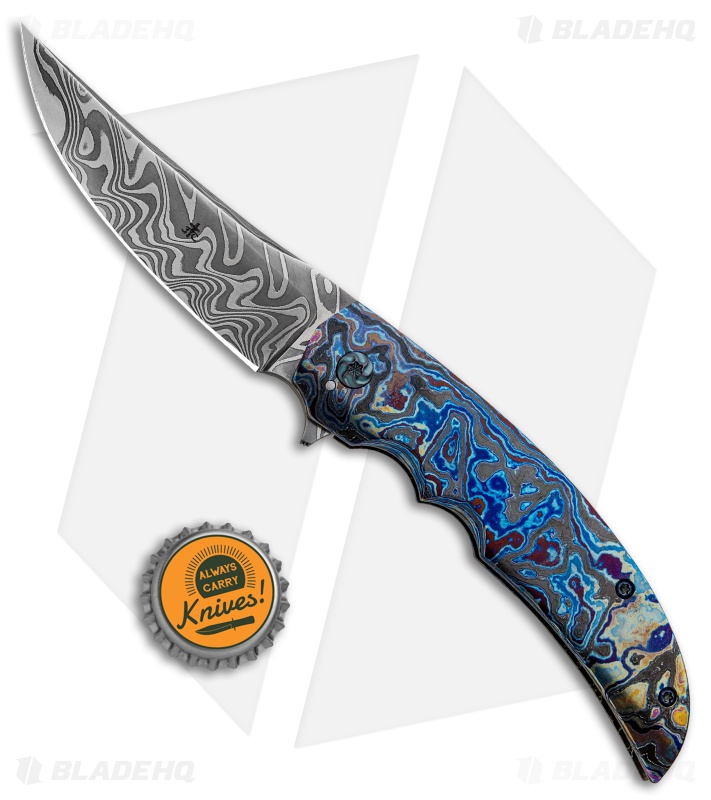 Jason Clark Custom Persian Flipper Knife Timascus (3.75