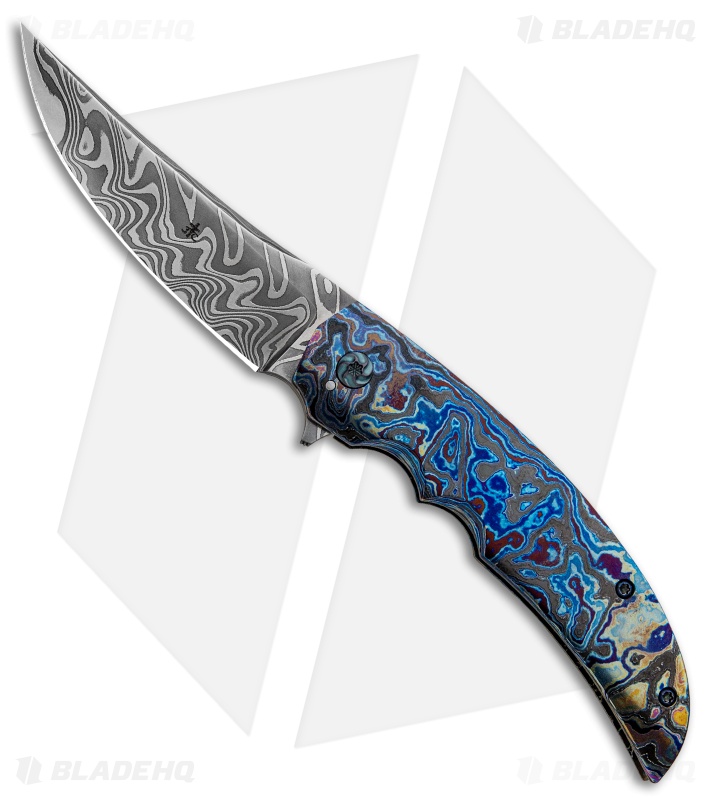 Jason Clark Custom Persian Flipper Knife Timascus (3.75