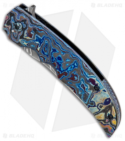 Jason Clark Custom Persian Flipper Knife Timascus (3.75