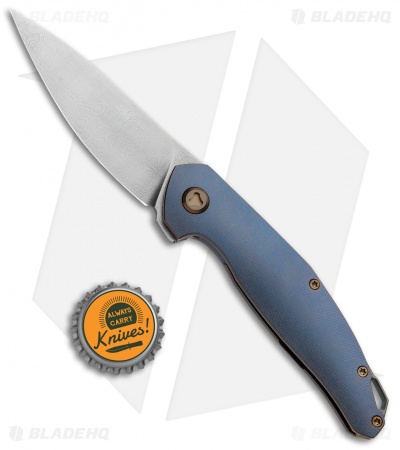 Jens Anso Knives Custom Neo Knife Blue Titanium (3.25" Damasteel)