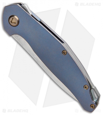 Jens Anso Knives Custom Neo Knife Blue Titanium (3.25" Damasteel)