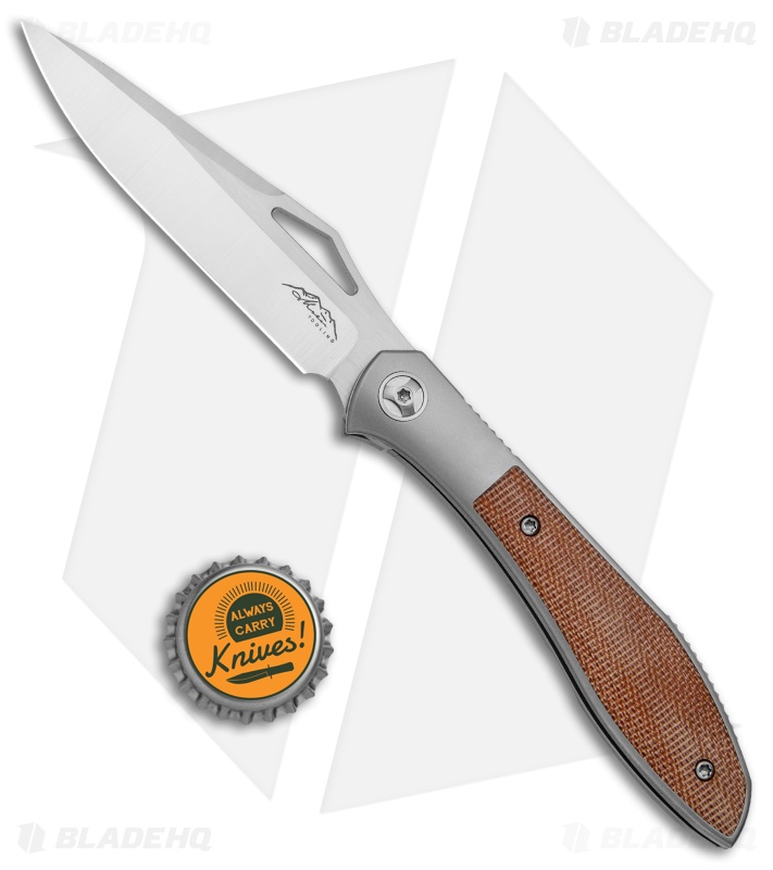 Moen Tooling Front Flipper Knife Titanium/Brown Micarta (3.75" Satin)