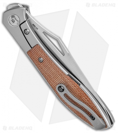 Moen Tooling Front Flipper Knife Titanium/Brown Micarta (3.75" Satin)