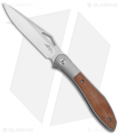 Moen Tooling Front Flipper Knife Titanium/Brown Micarta (3.75" Satin)